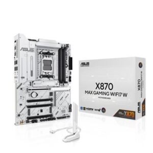 ASUS X870 MAX GAMING WIFI7 W AM5 ATX Motherboard – Wi‑Fi 7 & USB4 (White) – product image
