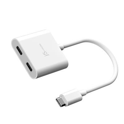 J5CREATE JCA164 USB-C to Dual USB‑C Adapter with Video & 100W PD – product image