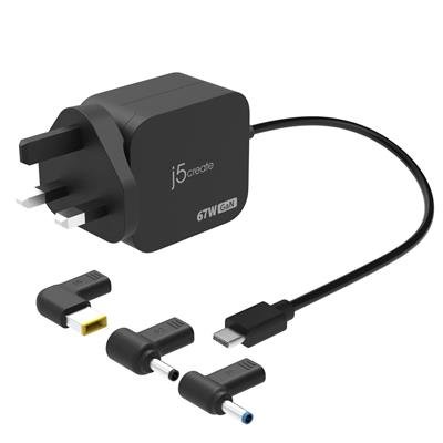 J5CREATE JUP1565 67W GaN PD USB-C Mini Charger (with 4.5mm DC converter) – product image