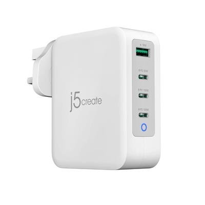 J5CREATE JUP43130 130W GaN USB-C 4‑Port Charger – product image