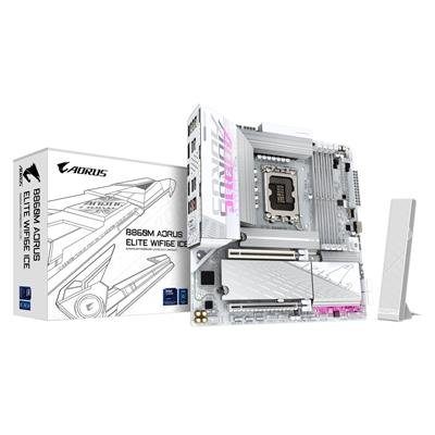 GIGABYTE B860M AORUS ELITE WiFi6E ICE LGA1851 mATX Motherboard – product image 1